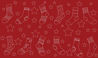 Colored socks set seamless pattern with red and star. vector