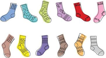 Colorful socks set seamless pattern vector