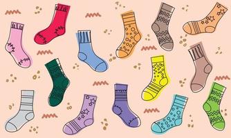 Colorful socks set seamless pattern vector