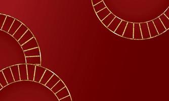 Luxury abstract red background with golden lines vector