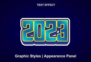 happy new year 2023 text effect in blue color editable. vector