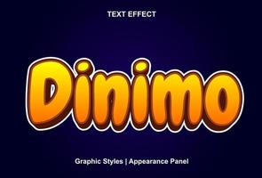 dinimo text effect with 3d style and editable vector