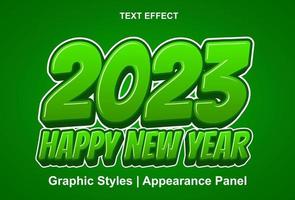 new year text effect 2023 with green color editable. vector