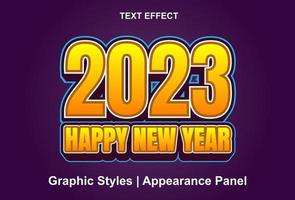 happy new year 2023 text effect with orange color editable. vector