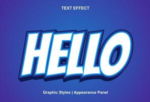 hola efecto de texto con estilo de texto y editable vector