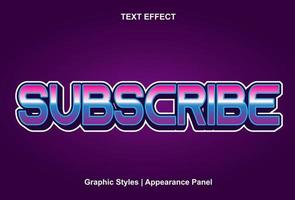 subscribe text effect in 3d style and can be edited vector