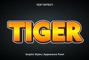 tiger text effect with 3d style and editable. vector