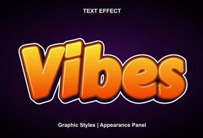 Vibes text effect with 3d style and editable. vector