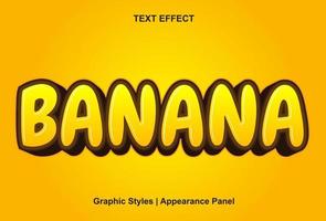 banana text effect with 3d style and editable vector