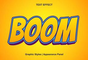 efecto de texto boom con estilo de texto y editable vector