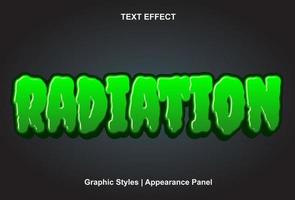 efecto de texto de radiación con estilo 3d y editable vector