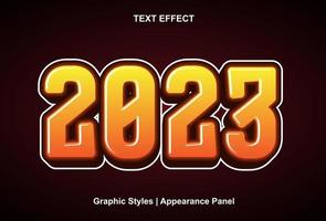 2023 text effect with 3d style and editable. vector