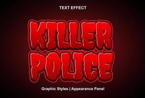 efecto de texto de policía asesino con estilo de texto y editable vector