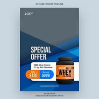 Gym fitness product promotion A4 flyer or poster template design vector