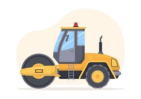 Road Construction and Highway Maintenance Workers Working on Asphalt Roads with Drilling Machine on Flat Cartoon Hand Drawing Template Illustration vector