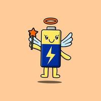 Cute Cartoon Battery character in the form fairy vector