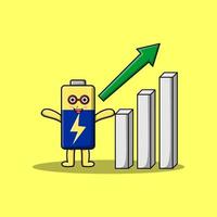 cute cartoon Battery with rising sign graphic vector
