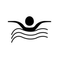 Swimmer glyph icon illustration. icon related to swimming. Simple design editable vector