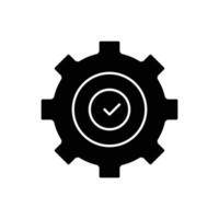 Gear glyph icon illustration with check mark. suitable for complete repair icon. icon illustration related repair, maintenance. Simple vector design editable