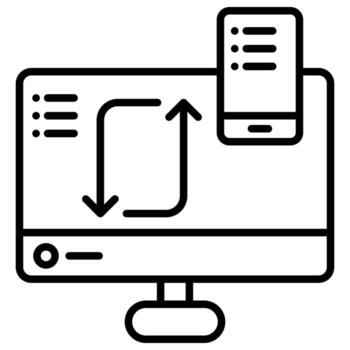transfer of data from smartphone to computer with internet line vector