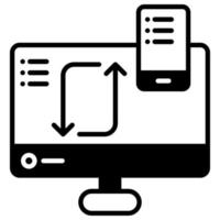 transferencia de datos desde un teléfono inteligente a una computadora con línea de internet vector