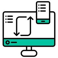 transfer of data from smartphone to computer with internet line vector