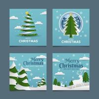 Set of Merry Christmas Social Media With Paper Art vector