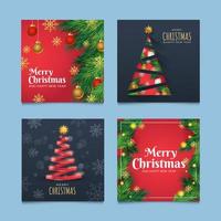 conjunto de tarjeta de felicitación de árbol de navidad vector