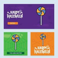 diseño de invitación de halloween feliz con vector de caramelo
