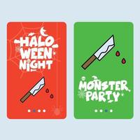 Happy Halloween invitation design with knife vector