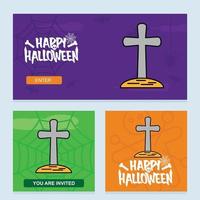 diseño de invitación de halloween feliz con vector de tumba