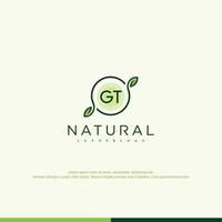 logotipo natural inicial de gt vector