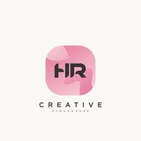 HR Initial Letter logo icon design template elements with wave colorful art. vector