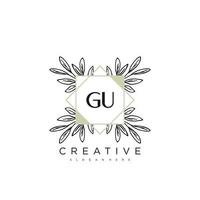 GU Initial Letter Flower Logo Template Vector premium vector art