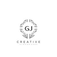 GJ Initial Letter Flower Logo Template Vector premium vector art