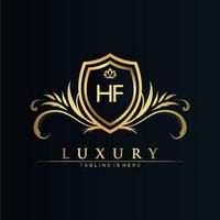 HF Letter Initial with Royal Template.elegant with crown logo vector, Creative Lettering Logo Vector Illustration.