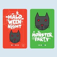 Happy Halloween invitation design with cat vector