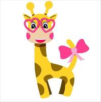 Little cute giraffe with glasses. Child illustration vector