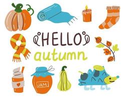 Hand drawn set of autumn elements. Hello autumn collection. vector