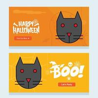 Happy Halloween invitation design with cat vector