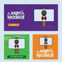 Happy Halloween invitation design with danger board vector