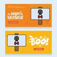 Happy Halloween invitation design with danger board vector