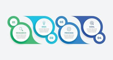 Business infographics. Timeline with 4 steps, options, circles. Vector template.