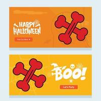 Happy Halloween invitation design with bones vector