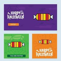 diseño de invitación de halloween feliz con vector de caramelo