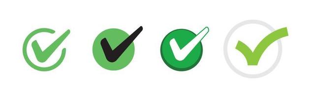 Check mark. Set of Green tick approval icons. vector