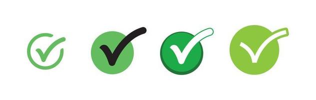 Check mark. Set of Green tick approval icons. vector