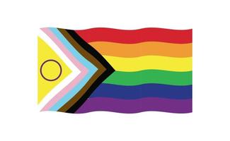 nuevo vector de bandera de orgullo lgbtq actualizado. Bandera de orgullo de progreso inclusivo intersexual. bandera de bandera para lgbt, o orgullo lgbtqia.