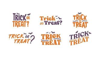 Trick or treat lettering design. Halloween message. vector