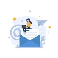 correo electrónico y mensajería, campaña de marketing por correo electrónico, proceso de trabajo, nuevo mensaje de correo electrónico vector